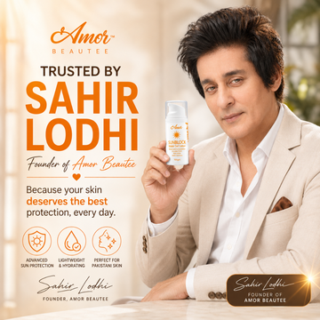 Amor Beauty Sunblock Water Gel based Lotion by Sahir Lodhi- Fresh  & Cooling Effect with Aloe Vera Extract- Invisible & no- Sticky Gel