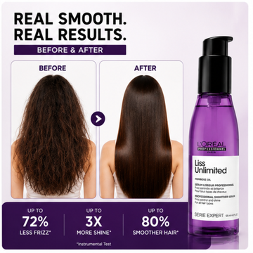 L'Oréal Professionnel Liss Unlimited Professional Smoother Serum – Smooth, Shine & Strength – Salon Like Hair, Every Day – Frizz Control, Intense Shine & Smooth Strong Hair
