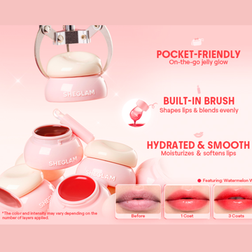 SheGlam Pocket Lip Jam - Buildable Jelly Lip Balm with Built-In Brush